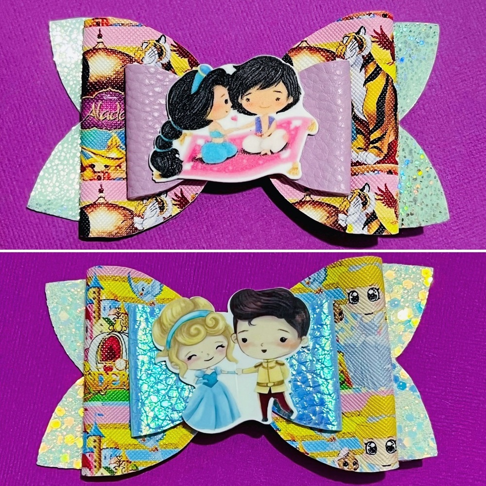 Cinderella and Prince Charming hair clip/ Jasmine and Aladdin hair clip